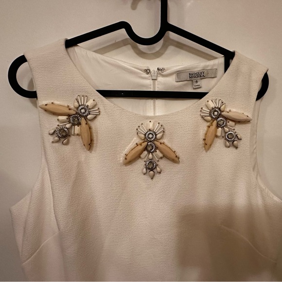 Badgley Mischka cream dress with embellishments - Picture 5 of 7